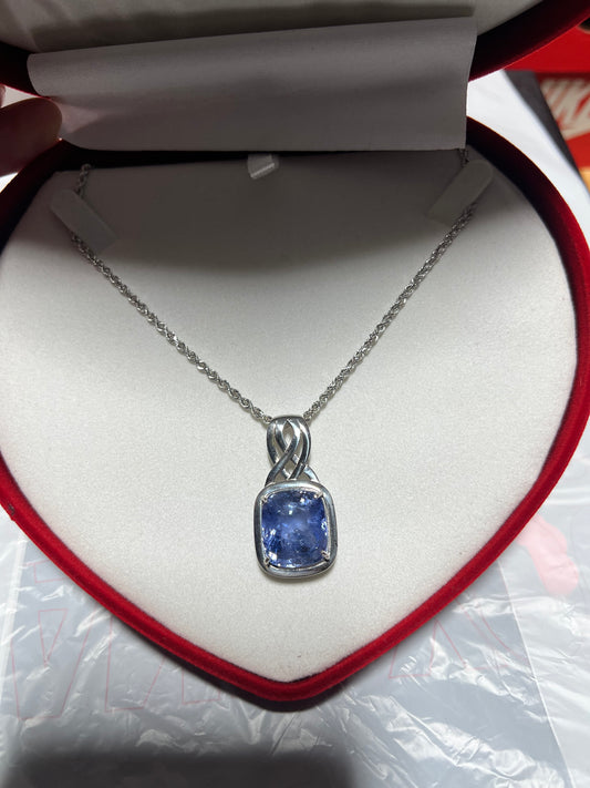 GIA Origin Report Certified 26.9 carat Blue Ceylon Sapphire Platinum Pendant 14k Gold necklace